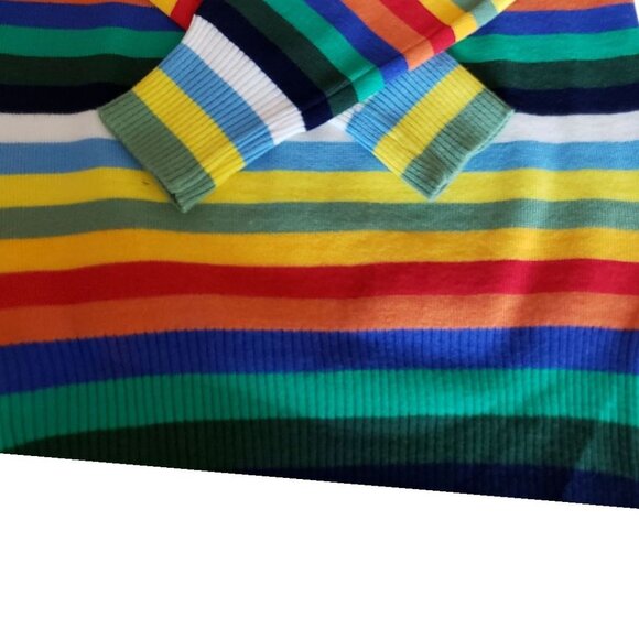 Hot Dog Dionysian Vtg  70's Rainbow Striped Mock neck Sweater Xlarge - Picture 12 of 16